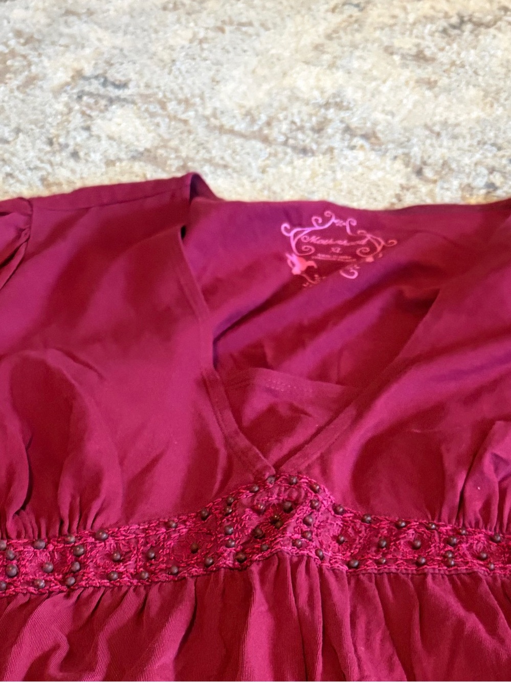 Maternity Embroidered V-Neck Dress